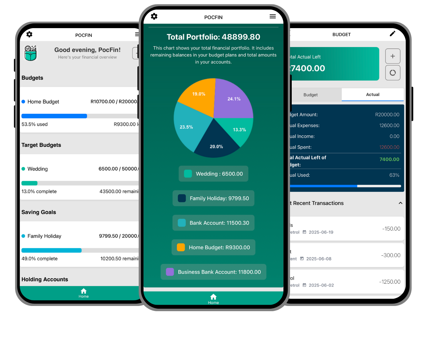 PocFin Financial Management App Screenshots